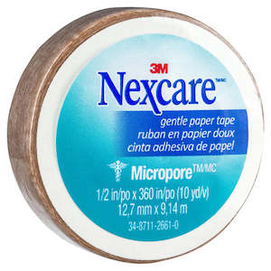 Medical Aid: Nexcare Micropore First Aid Tape, Tan, 12.7 mm x 9.14 m