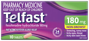 Hay Fever Allergy Sinus: TELFAST Tablets 180mg 10s