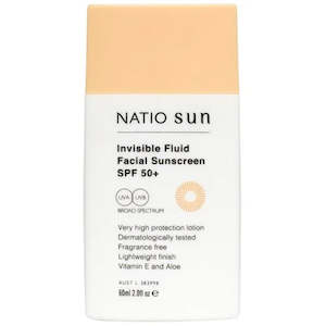 Sun Care: NATIO INVISIBLE FLUID FACIAL SUNSCREEN SPF 50+, 60ML