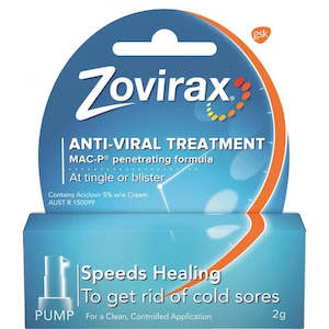 Oral Care: Zovirax Cold Sore Cream 2g Pump Pack
