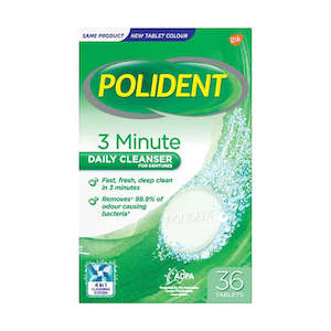 Oral Care: Polident 3 Minute Daily Denture Cleanser 36 Tablets