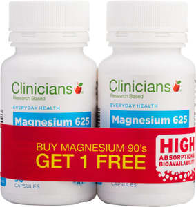 Specials: CLINIC. Magnesium 90cap (BOGOF) 2pk