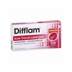 Cough And Cold: DIFFLAM Lozenges Raspberry Sugar Free 16s