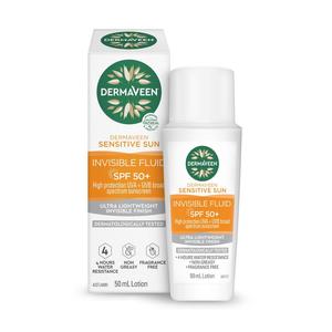 Sun Travel Sun Protection: DermaVeen Sensitive Sun SPF50+ Moisturising Invisible Face Fluid 50ml