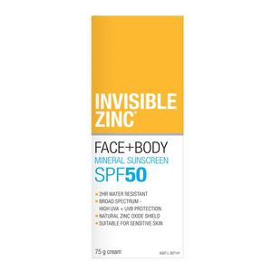 Sun Protection Tanning Sun Protection: Invisible Zinc Face and Body 2hr Water Resistant SPF50 75g