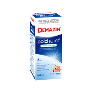 Demazin: Demazin Cold Relief Colour Free Syrup Vanilla/Peach 200ml