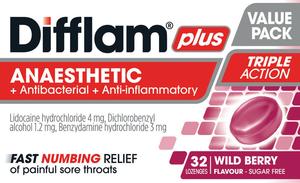 Difflam Plus Anaesthetic Wild Berry Lozenges 32s
