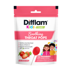 Difflam: Difflam Kids Soothing Throat Pops Strawberry 10s