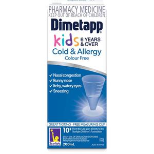 Dimetapp Cold and Allergy C/Free Kids 200ml