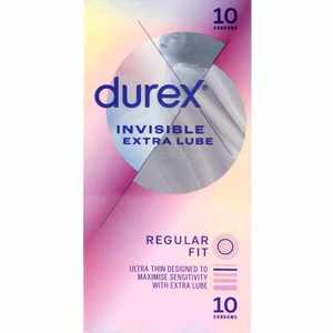 Durex: Durex Condoms Invisible Xtra Lube Regular Fit 10pk