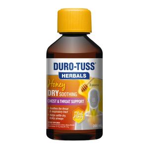 Duro Tuss: Duro-Tuss Herbals Honey Dry Soothing Chest & Throat Suppport Liquid 200ml