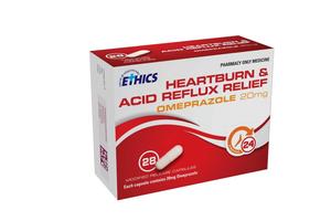 Ethics Heartburn & Acid Reflux Relief Omeprazole 20mg Capsules 28s