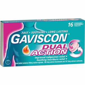 Gaviscon Dual Action Peppermint Tablets 16s