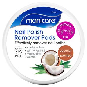 Manicare Nail Polish Remover Pads Coconut 32pk