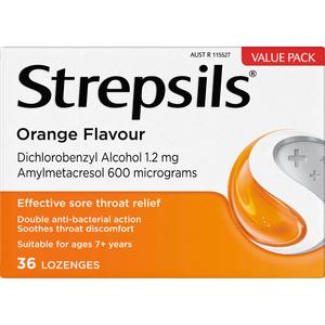 Cough Cold: Strepsils LOZ ORANGE 36pr