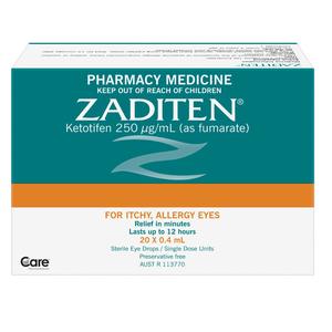 Zaditen Allergy Sterile Eye Drops 0.4ml Singles 20pk