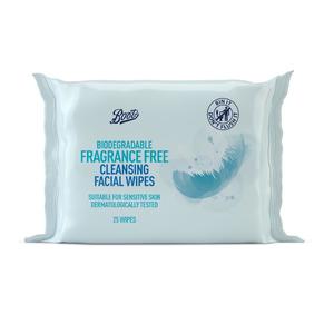 Facial Wipes: Boots Biogradable Cleansing Wipes Fragrance Free 25s