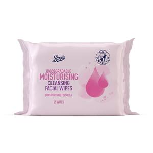 Facial Wipes: Boots Biogradable Moisturising Cleansing Wipes 25s