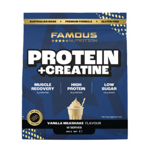 Sports Supplements: Famous Nutrition Protein + Creatine Vanilla 400g