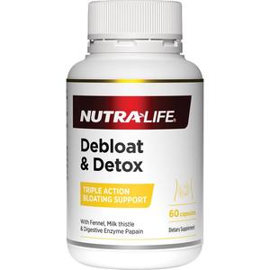 Detox Antioxidants: Nutra-Life Debloat & Detox Capsules 60s