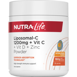 Nutra-Life Liposomal-C 1200mg + Vit C + D + Zinc Powder 180g