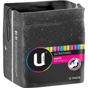 U By Kotex Pads Ultra Thin Wing Super 12pk