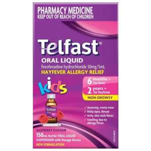 Medicines Allergy Hayfever: Telfast Oral Liquid Suspension Kids Raspberry 150ml