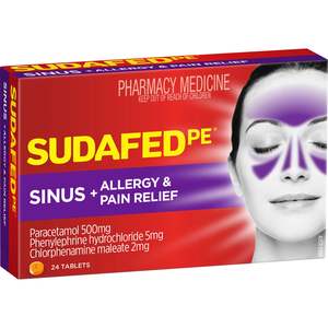 Sudafed PE Sinus Allergy & Pain Relief Tablets 24s