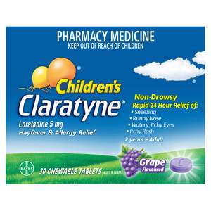 Claratyne Childrens Grape Tab 5mg 30s