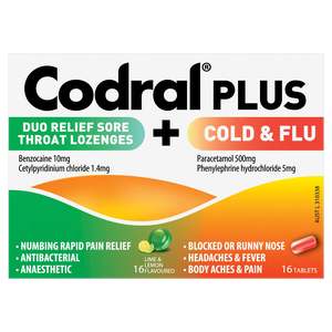 Codral: Codral Plus C&F + Sore Throat Loz 16pk