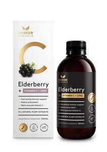 Harker Herbals: Harker Herbals Elderberry + Vitamin C + Zinc Liquid 200ml