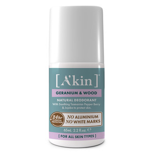 Deodorant Body Spray: A'kin Deodorant Geranium & Wood Roll-On 65ml