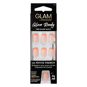 Glam by Manicare Glam Ready Pre-Glued Nails La Petite French 30pcs
