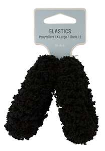 Hair Accessories: Adorn by Mae Elastics Terry Toweling Ponytailers X Large Black 2s