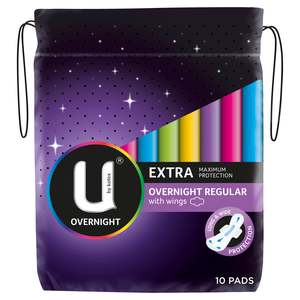 Feminine Hygiene: U By Kotex Overnight Extra Pads Regular 10pk