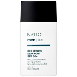 Mens Facial Skincare: Natio Men Plus Age Protect Face Lotion SPF 50+ 60ml