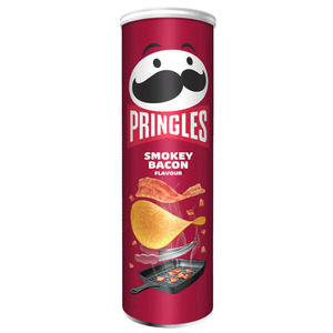 Crisps Snacks: Pringles Smokey Bacon 165g