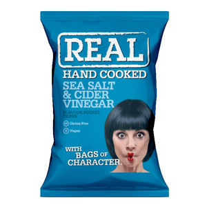 Crisps Snacks: Real Crisps Hand Cooked Sea Salt and Malt Vinegar 35g