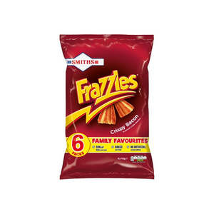 Crisps Snacks: Smiths Frazzles Crispy Bacon Multipack Snacks 18g - 6 Pack