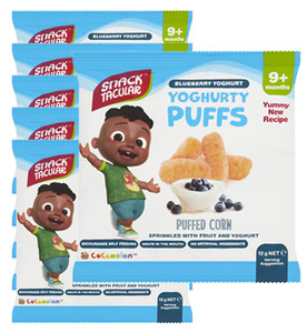 Crisps Snacks: Snacktacular Yoghurty Puffs Puffed Corn Blueberry Yoghurt 12g - 6 Pack