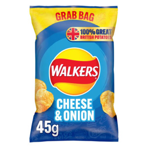 Crisps Snacks: Walkers Cheese & Onion Crisps 45g