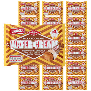 Biscuits Cakes: 18 x Tunnock's Wafer Cream Milk Chocolate 24g - 4 Pack