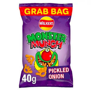 Crisps Snacks: Walkers Monster Munch Pickled Onion 40g