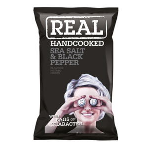 Real Crisps Hand Cooked Sea Salt and Black Pepper 150g