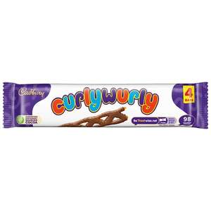 Confectionery: Cadbury Curly Wurly - 4 Pack
