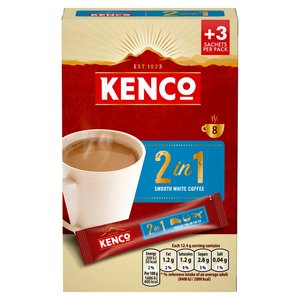 Hot Drinks: Kenco 2 In 1 Smooth White Instant Coffee Sachets 12.4g - 8 Pack
