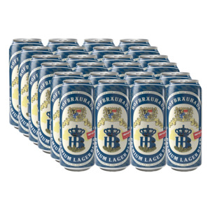 Lager: Hofbrau Helles Lager 4.9% 500ml Can - 24 Pack