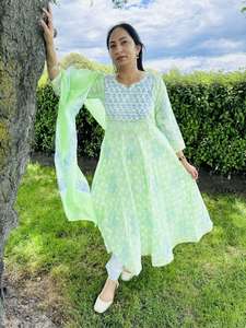 Products: (SOLD) PURE COTTON LIGHT GREEN 3 PIECE SUIT – Unique Ethnic Wear