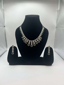 Products: American Diamond Green Stone Jewellery Set – Unique Ethnic Wear