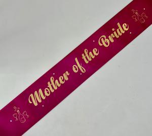 Hen Party Sashes: Mother of the Bride Sash - Magenta with Gold *NEW FABRIC*